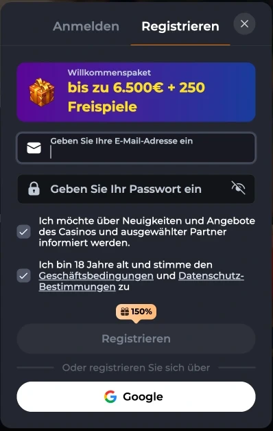 Registrierung CorgiBet